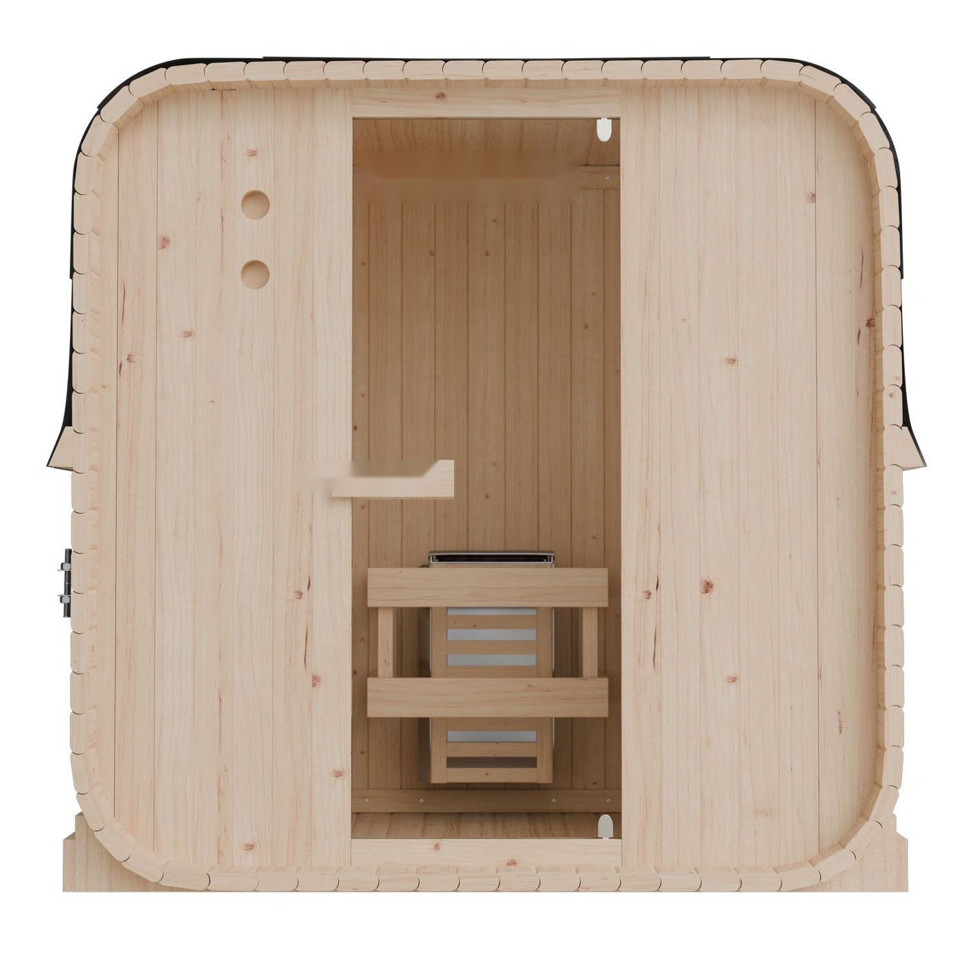 Fasssauna Nolvik M quadratisch (2 Personen, 3,6 kW Ofen)